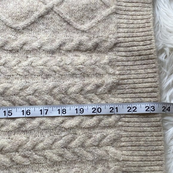 NWT MNG Mango Curve Chunky Cable Knit Sweater Ivory Beige/Collar Detail Plus 4XL - Picture 11 of 11